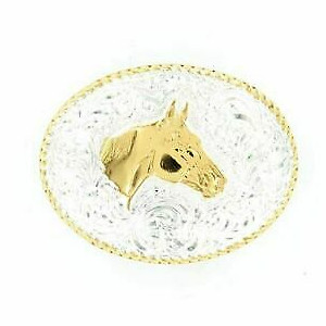 Crumrine® Oval Rope Edge Horse Head Belt Buckle C01576