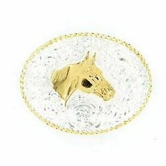 Crumrine® Oval Rope Edge Horse Head Belt Buckle C01576
