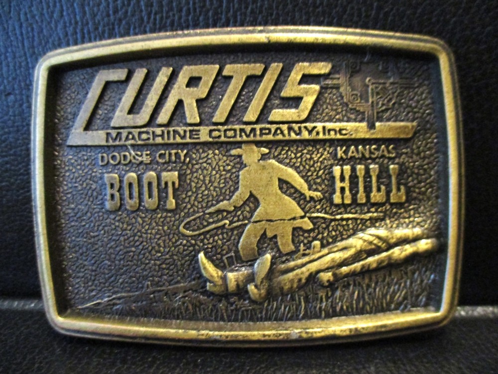 Curtis Machine Co Dodge City Kansas KS Boot Hill Cemetary Brass Belt Buckle 1978