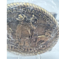 Hesston 1982 National Finals Rodeo Belt Buckle Vintage All Around Cowboy Brass