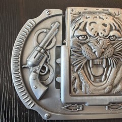 Tiger Guns Western Cowboy Lighter Belt Buckle