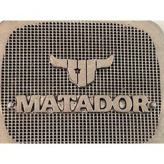 Vintage Matador Bull Logo Grid Silver Tone Western Belt Buckle Rectangular