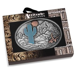 Montana Silversmiths Attitude Desert Moon Cactus Western Oval Belt Buckle