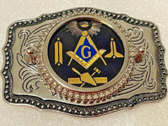 Masonic Symbols Belt Buckle Western Style Black and silver (W167)