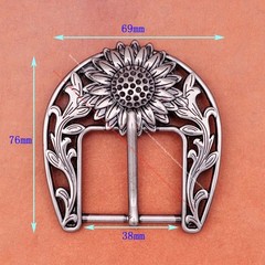 Retro Silver Big Sun Flower Leather Belt Buckle Replacement Fit 1.5 Inch Strap