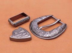 Vintage Flower Engraved Western Cowboy Belt Buckle 3 piece Set Fit 30mm Strap