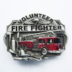 Vintage Style Enamel Volunteer Firefighter Belt Buckle also Stock in US