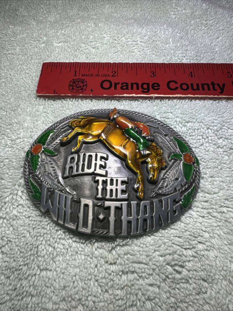 Western Cowboy Belt Buckle for Rodeo Vintage Style Wear Ride The Wild Thang