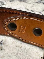 WINDMILL HANDTOOLED Leather w/ USA Silver Tone Vintage Western Belt Buckle Oval