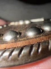 Western Cross Leather Belt Buckle Studded Engraved Oval Made In Spain 2.7 in