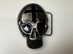 Skull Head with Iron Cross Gothic Vibe Motorcycle Biker Style 3D Belt Buckle