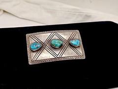 NATIVE AMERICAN NAVAJO KEE JOE BENALLY CARVED STAMPED SILVER BELT BUCKLE