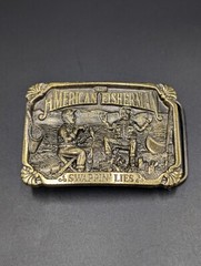 Western Belt Buckle American Fisherman Swappin Lies Made in the USA