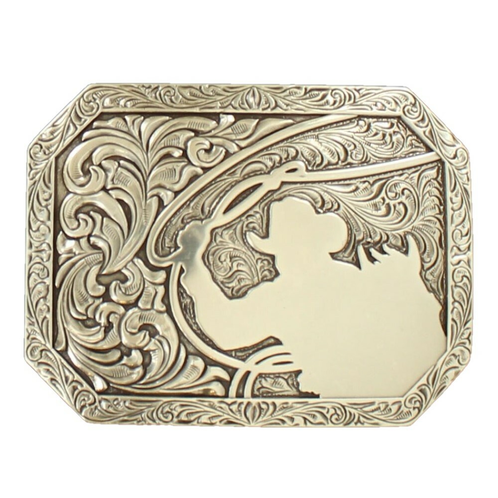 Nocona Men&rsquo;s Roping Cowboy Silver Belt Buckle 37713