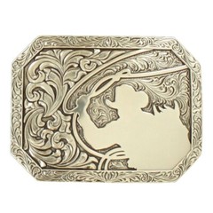 Nocona Men&rsquo;s Roping Cowboy Silver Belt Buckle 37713