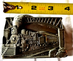 U.S. Mail 1983 Star Locomotive Steam Train Pewter Belt Buckle VTG Bergamot