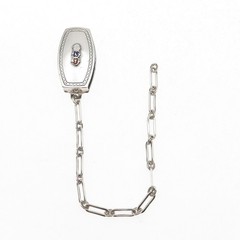 Hickok Quality Nickle Silver Antique Enamel FLT Mono Pocket Watch Loop Chain