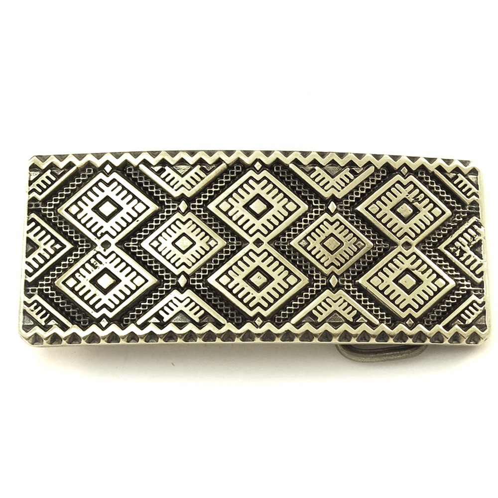 German silver buckle Krayka, Ukrainian ornamental buckle, woven belt embroidery