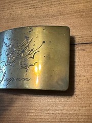 Vintage Collectible Rectangular Historical Japanese Dragon Gold-Tone Belt Buckle