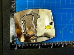 Letter Initial T – Silver color Vintage Belt Buckle – Missing Rhinestone?