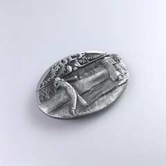 Western Zinc alloy Leather Belt Buckle Silver Plated Golf Theme Shape Pattern