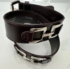 HUGO BOSS Black Leather Belt Metal Buckle Women Italy (88459)