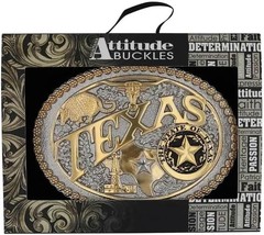 Attitude State Heritage Oval Antiqued Patina Western Belt Buckle
