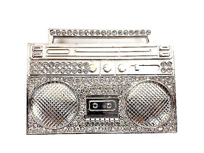 Cassette Tape Music Boom Box Rhinestones HIP HOP Rock Fashion Metal Belt Buckle