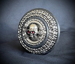 “Crypt Cross Relic” Skull Belt Buckle Red Crystal Eyes OOAK Darren McNeese