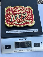 Western Buckle Gold Red Cowboy Rodeo 4.5 »x3.5 » Hooey Buckle 2 »Hebilla Vaquero