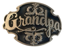 VTG A-80 Siskiyou Pewter GRANDPA Belt Buckle 1988 Williams Oregon USA blue green