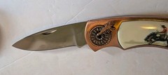 Pocket Knife And Belt Buckle Set In Tin Cowboy Western Rodeo
