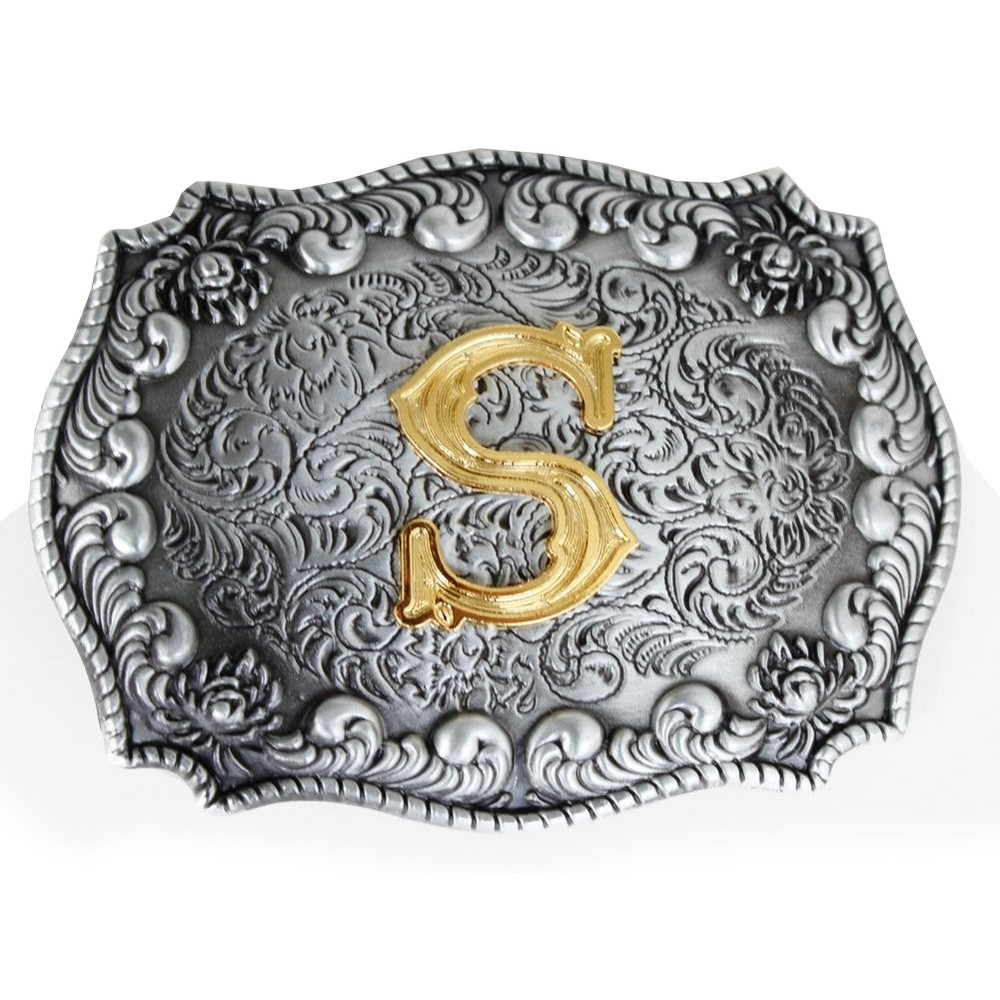Men&rsquo;s Belt Buckles, English Letter in 3D, Western Style, CowboyAlphabe…