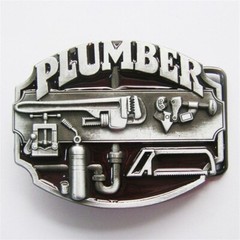 Antique Silver Red Enamel Plumber Belt Buckle Gurtelschnalle also Stock in US