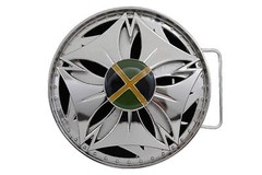 Men Women Silver Metal Fashion Belt Buckle Round Spinning Jamaica Flag Colors