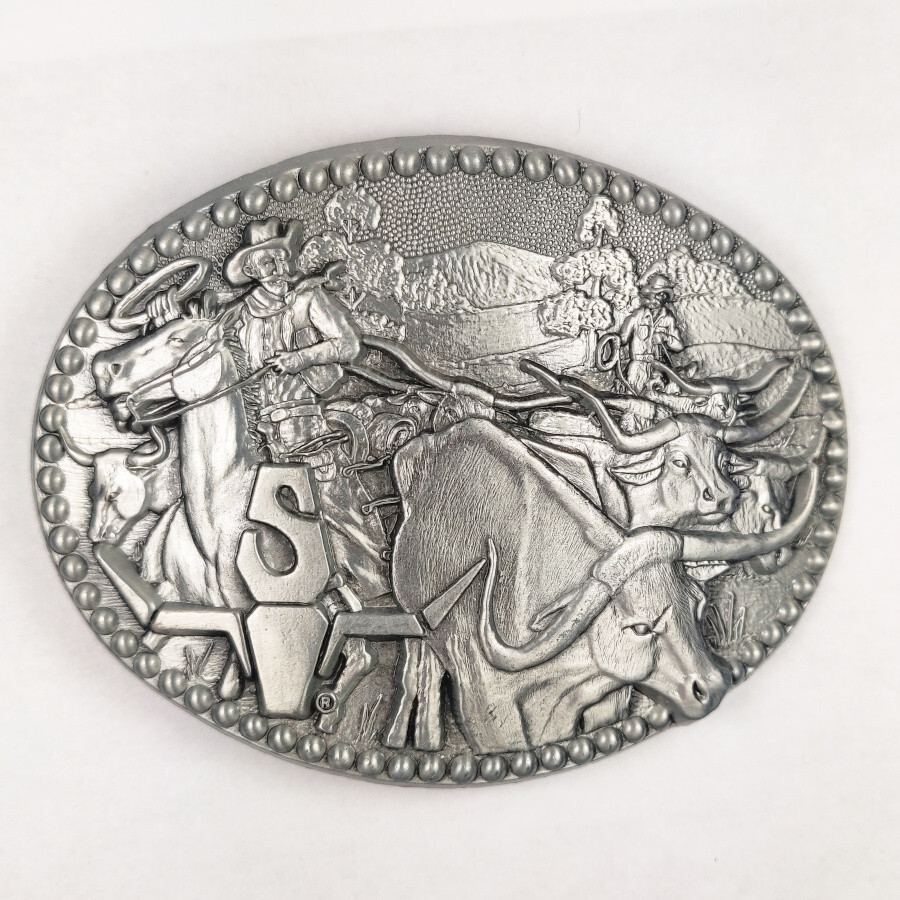 Western Cowboy Bull Horse Rider Rodeo Belt Buckle