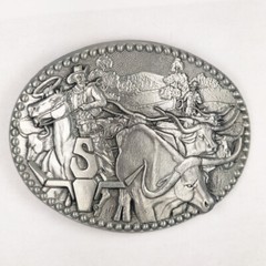 Western Cowboy Bull Horse Rider Rodeo Belt Buckle