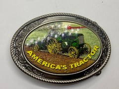 America&rsquo;s Tractor Agricultural Farm Scene Farmers Western Style Belt Buckle