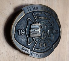 Fire Department Firefighter Fireman Firetruck Belt Buckle 1991 Responder VINTAGE