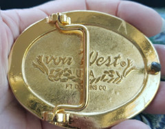 Von West Inlaid Shell Casing Ends Gun Firearm Belt Buckle 1980s Gift