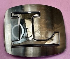 Custom Initial Letter L Silver Tone Outlined Reflective Men Women Belt Buckle