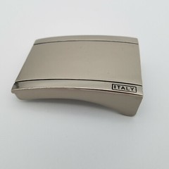 Silver Tone 2.5&Prime; x 1.75&Prime; Belt Buckle Square Marked ITALY for 40cm Belt or 1 5/8&Prime;