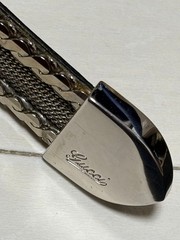 GUCCI Pre-Owned Silver Thin Leather Belt