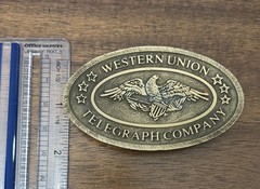 Vintage Western Union Telegraph Co. Eagle U.S. Belt Buckle Tiffany Broadway NY