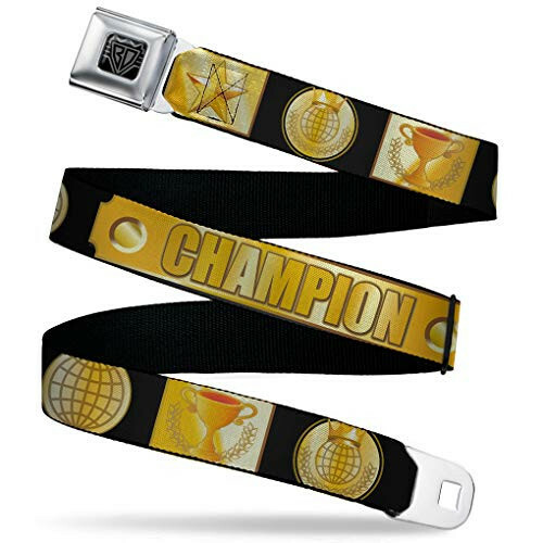 Buckle-Down Men&rsquo;s Seatbelt Belt Champion Kids, Icons Black/Golds, 1.0&Prime; Wide-20-3