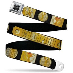 Buckle-Down Men&rsquo;s Seatbelt Belt Champion Kids, Icons Black/Golds, 1.0&Prime; Wide-20-3