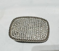 CLEAR CRYSTALS ART FASHION SILVERTONE BELT BUCKLE B FUSSY