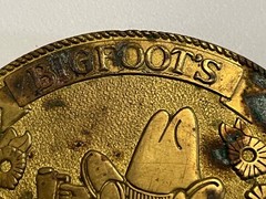 Vintage Belt Buckle BIGFOOT&rsquo;S Wild as the WEST Cowboy Hat Brass 70s Trucker OOP