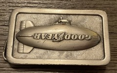 VINTAGE, 1974 THE GOODYEAR TIRE & RUBBER CO. Blimp G-96, PEWTER BELT BUCKLE
