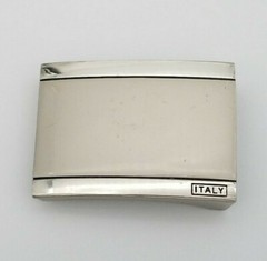 Silver Tone 2.5&Prime; x 1.75&Prime; Belt Buckle Square Marked ITALY for 40cm Belt or 1 5/8&Prime;